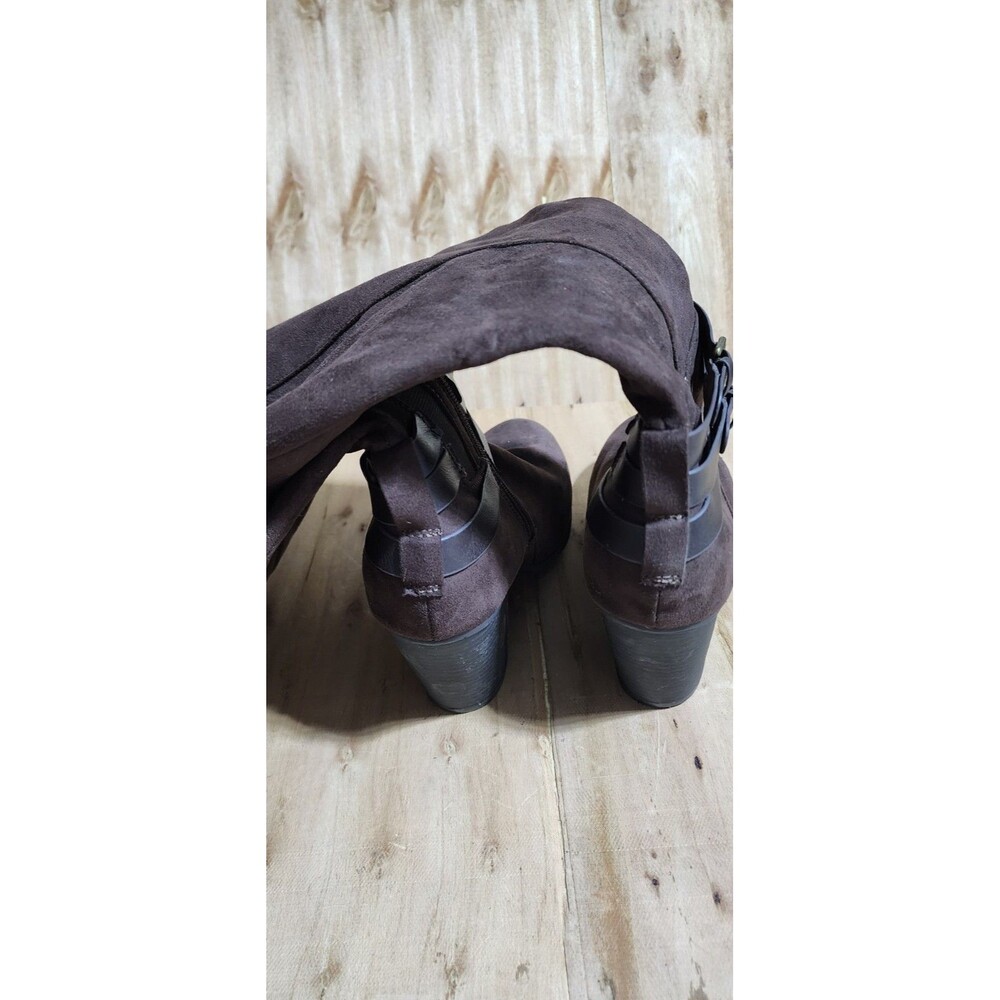 TORRID Brown Suede Wide Calf Boots with Buckle, Size 10WW - Picture 6 of 11